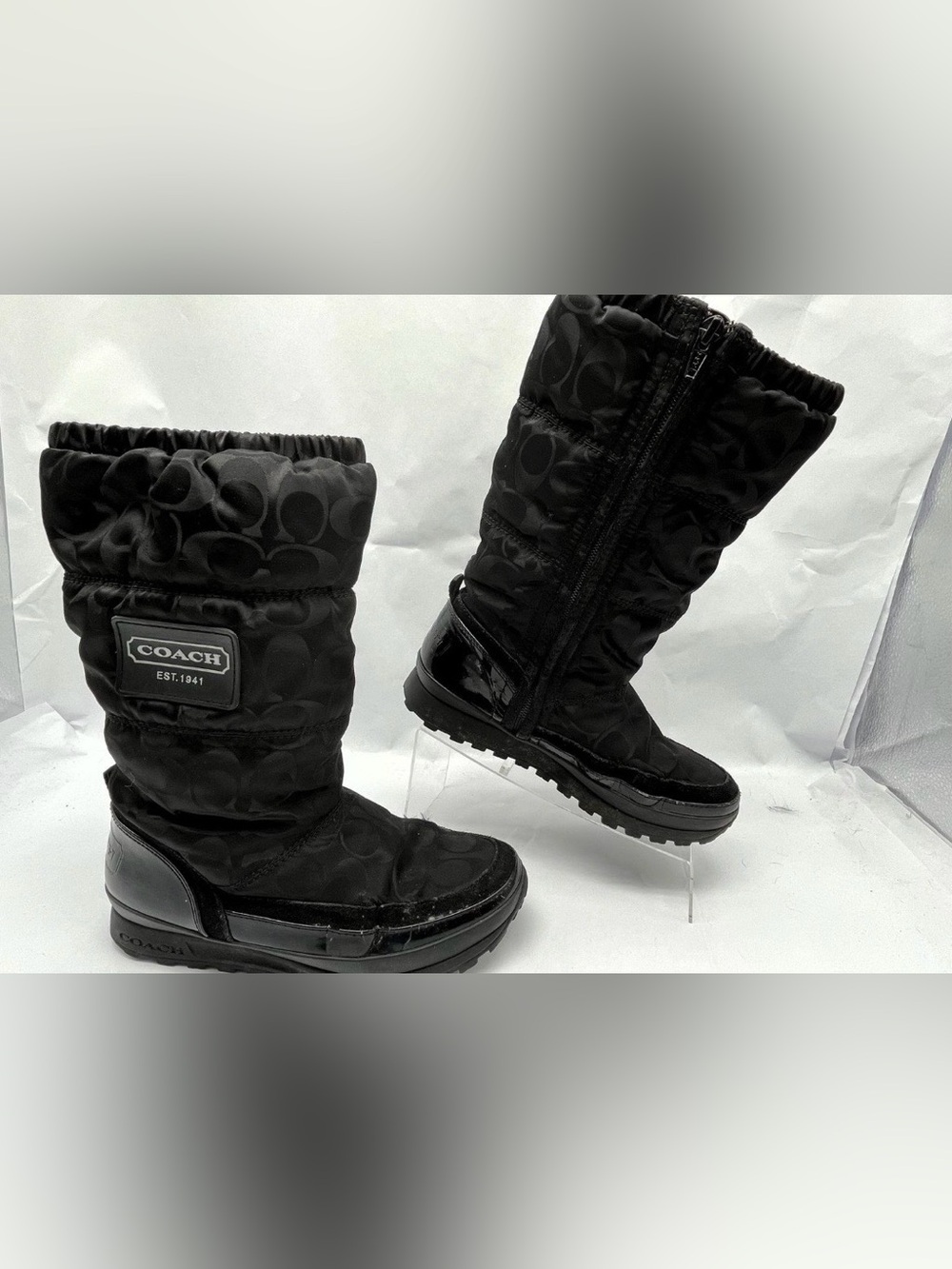 GAP Black Quilted Logo-Pattern Winter Boots